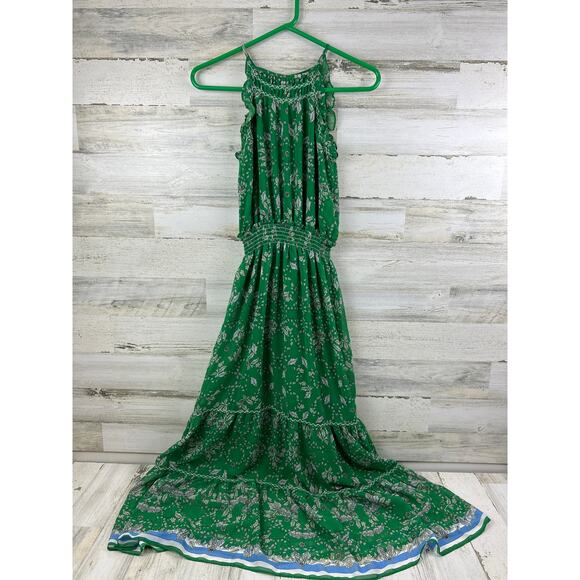 Max Studio womens extra small Georgette Sleeveless Maxi Dress Green Peony new - Picture 1 of 6